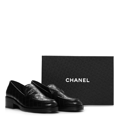 Chanel Calfskin Stitched CC Loafers 39 Black 8 of 8