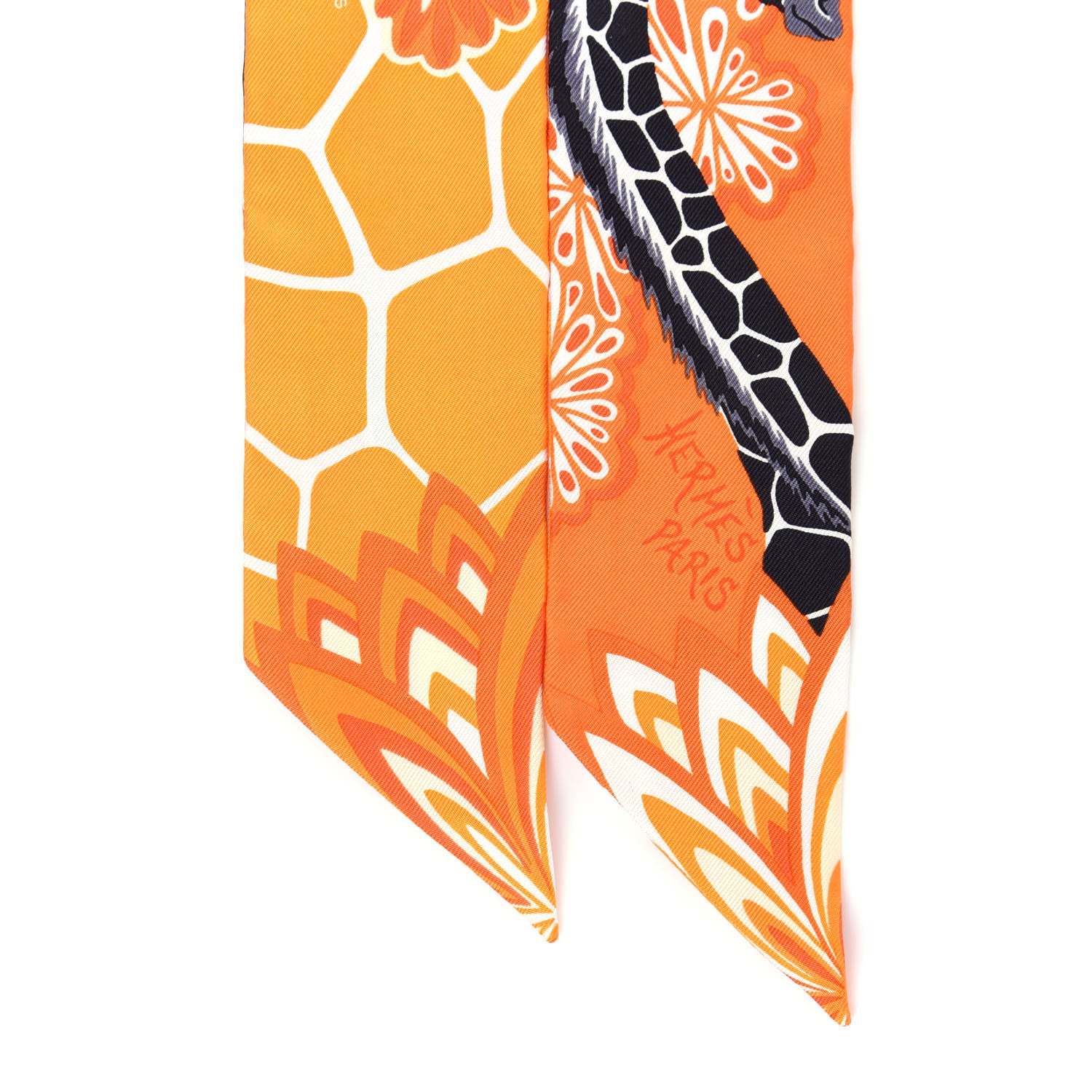 Hermes Silk The Three Graces Twilly Orange Mangue Anthracite 4 of 5