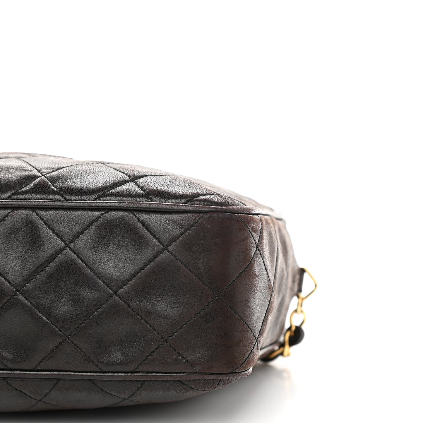 Lambskin Quilted Camera Case Dark Brown