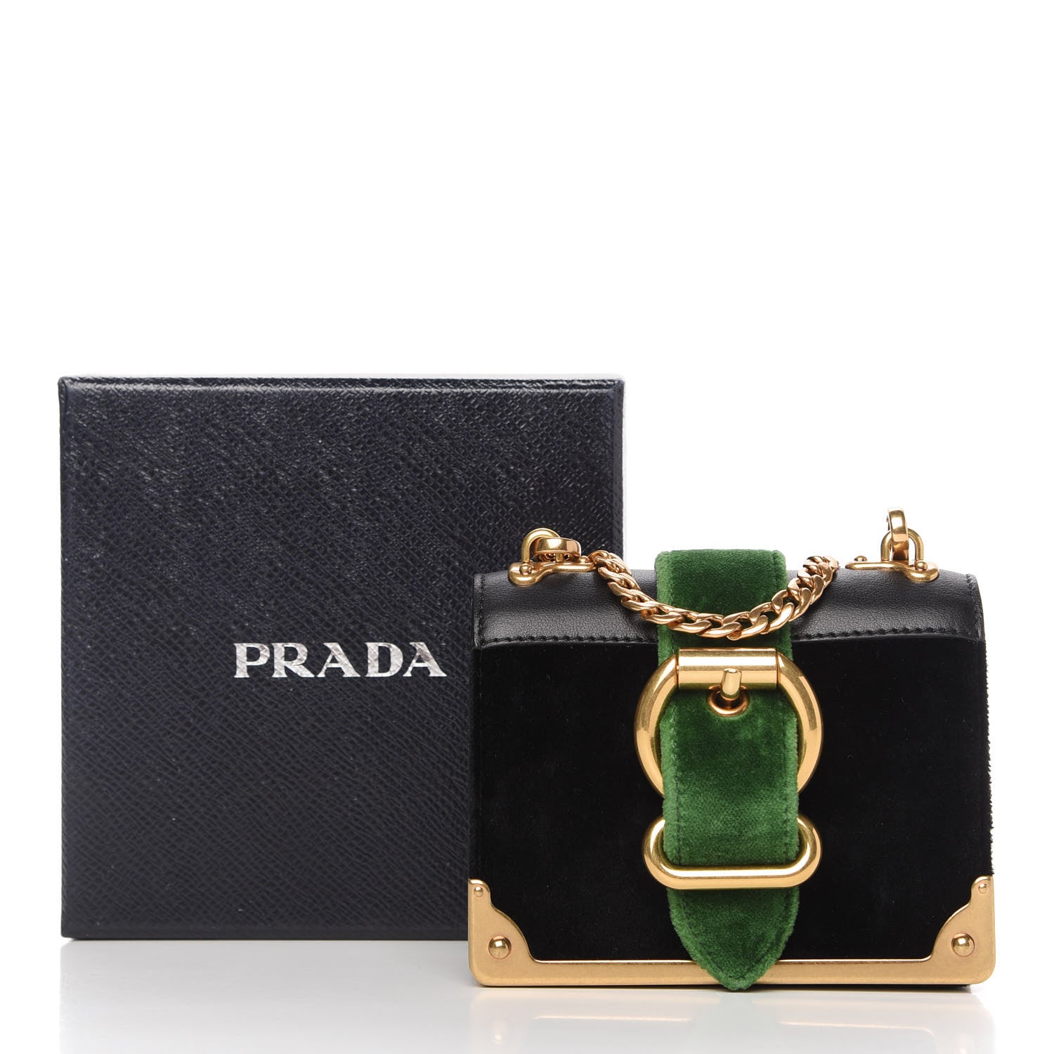 Prada Velvet City Calfskin Micro Cahier Bag Black Alloro 11 of 11