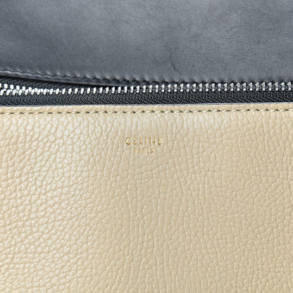 Celine Textured Calfskin Medium Bi-Color Edge Shoulder Bag Black Beige 5 of 15