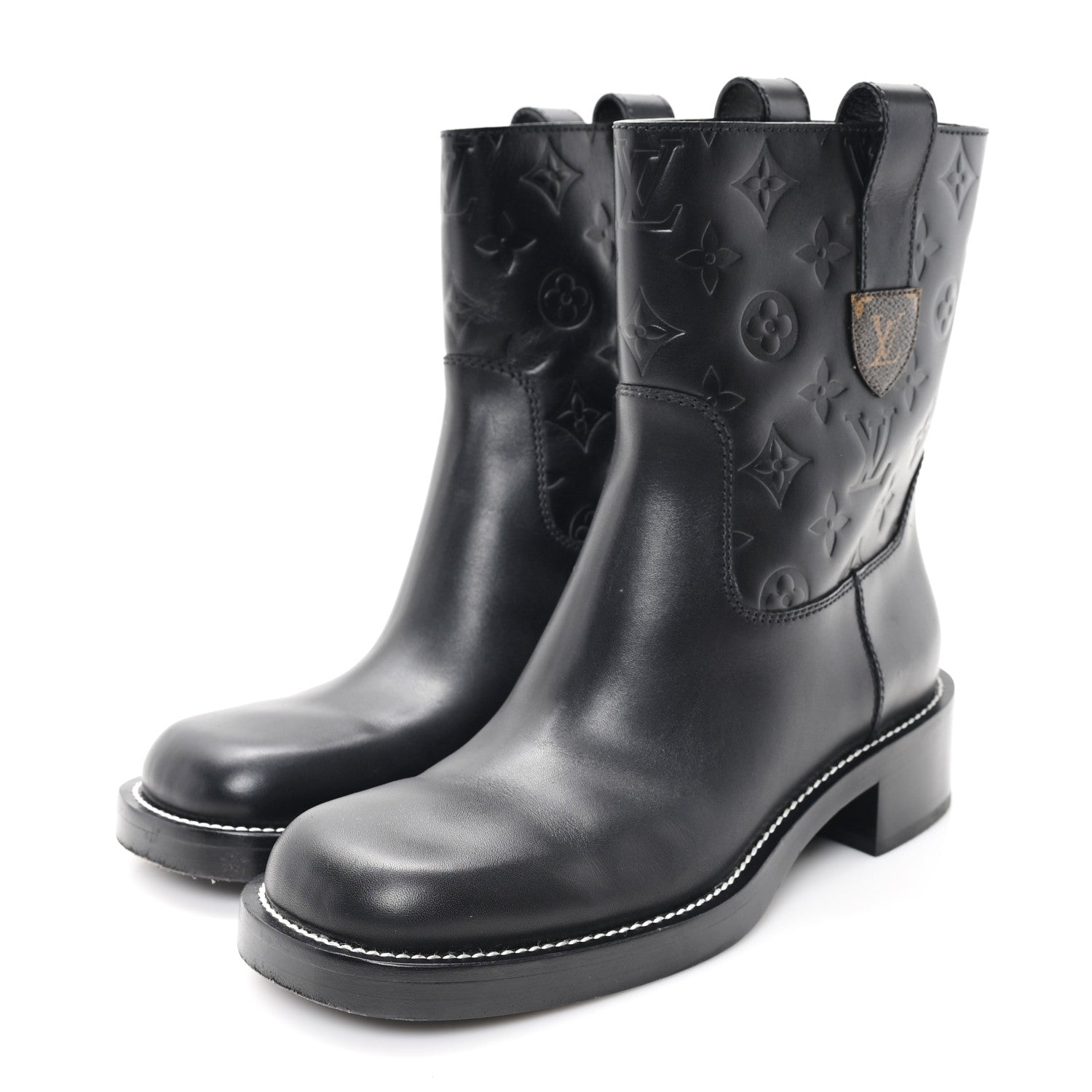 Louis Vuitton Calfskin Monogram Downtown Ankle Boots 39 Black 4 of 9