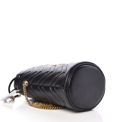 Gucci Calfskin Matelasse Mini GG Marmont 2.0 Bucket Bag Black 4 of 10
