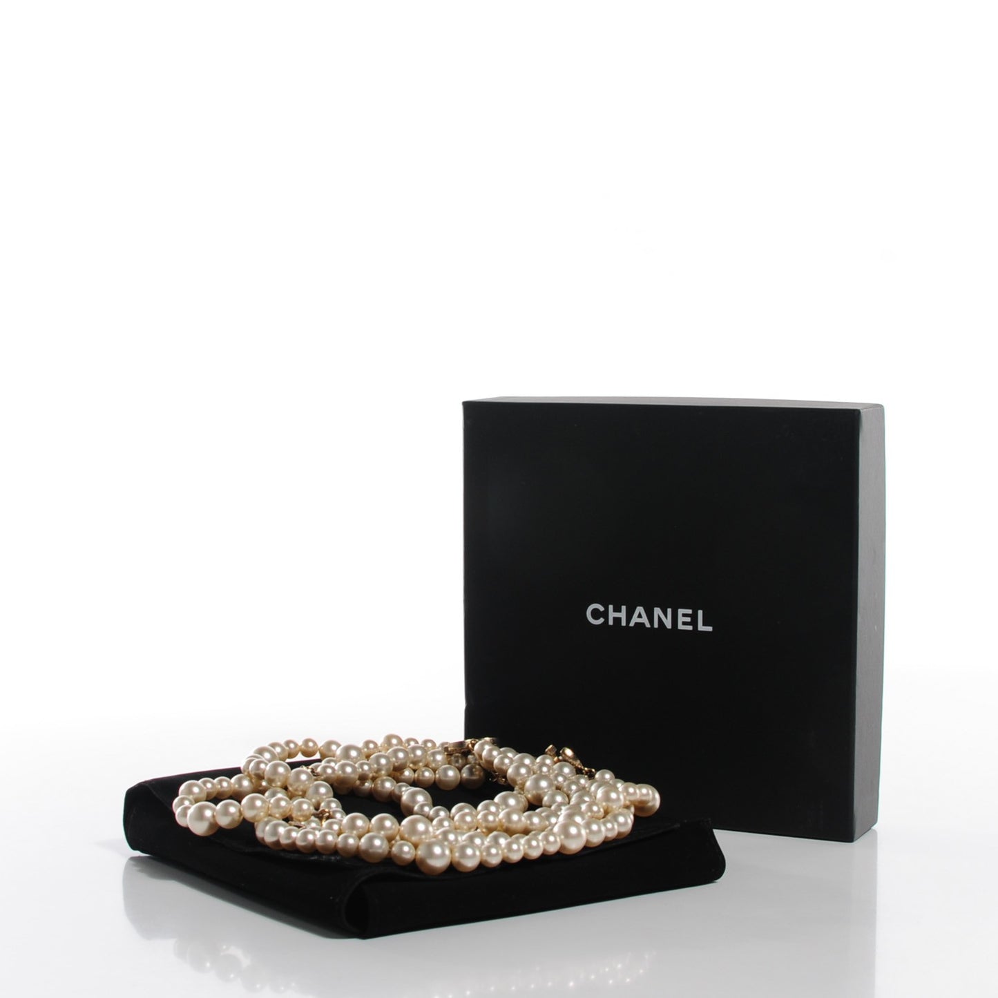 Pearl Crystal CC Double Strand Necklace Gold