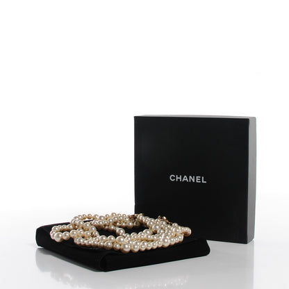 Chanel Pearl Crystal CC Double Strand Necklace Gold 5 of 5