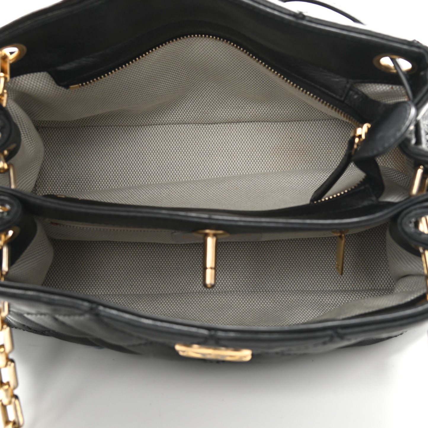 Calfskin Stitched Small Retro Chain Tote Black