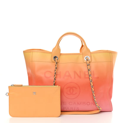 Chanel Shaded Calfskin Medium Deauville Tote Orange Coral Pink 3 of 22