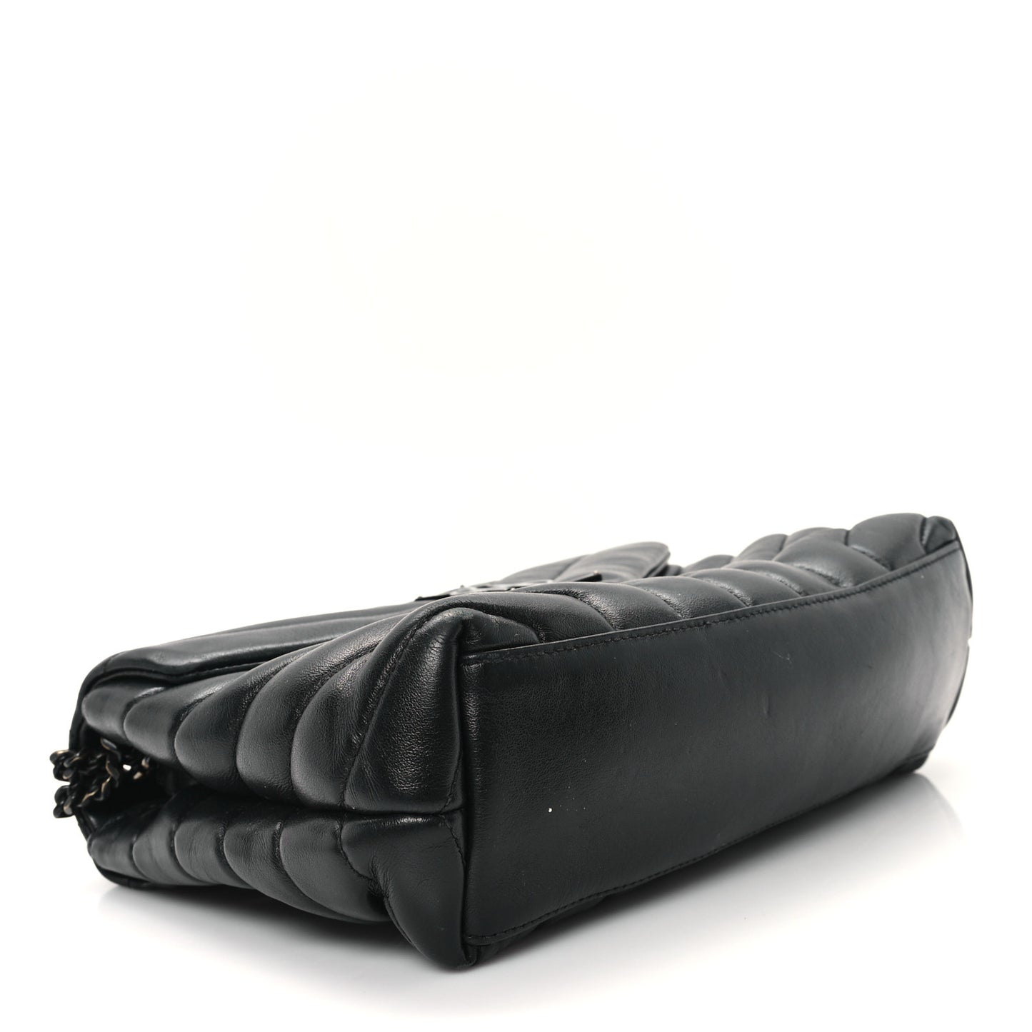 Calfskin Y Quilted Monogram Monochrome Small Loulou Chain Satchel Black