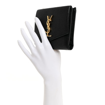 Saint Laurent Grain De Poudre Monogram Bi-Fold Wallet Black 2 of 8