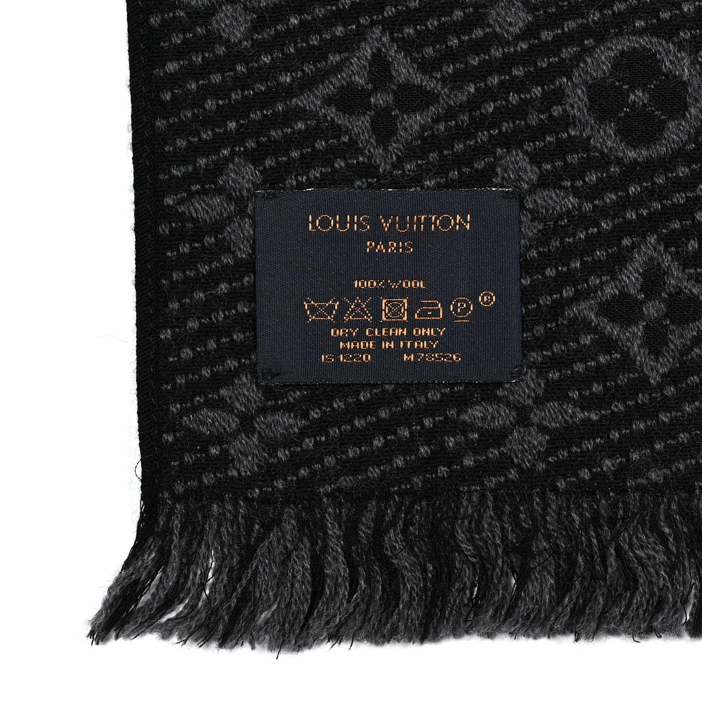 Wool Monogram Classic Scarf Charcoal Grey