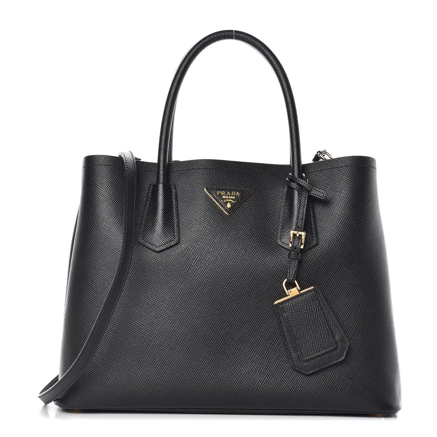 Saffiano Cuir Medium Double Bag Black