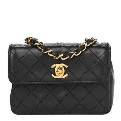 Chanel Lambskin Quilted Micro Mini Flap Bag Black 1 of 24