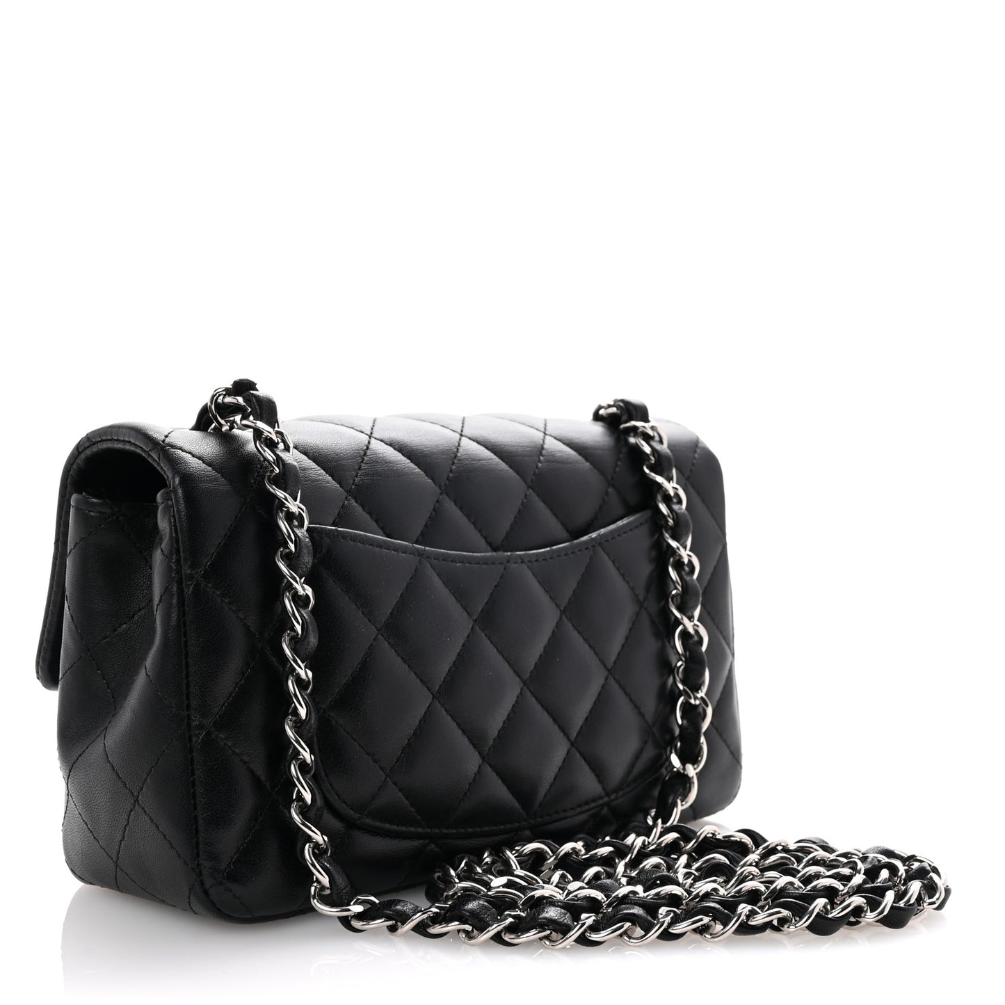 Lambskin Quilted Mini Rectangular Flap Black
