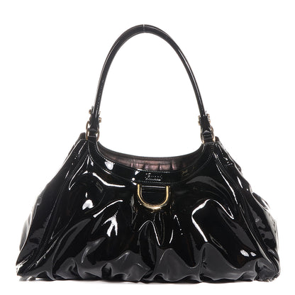 Gucci Patent D Gold Large Shoulder Bag Black 1 of 7