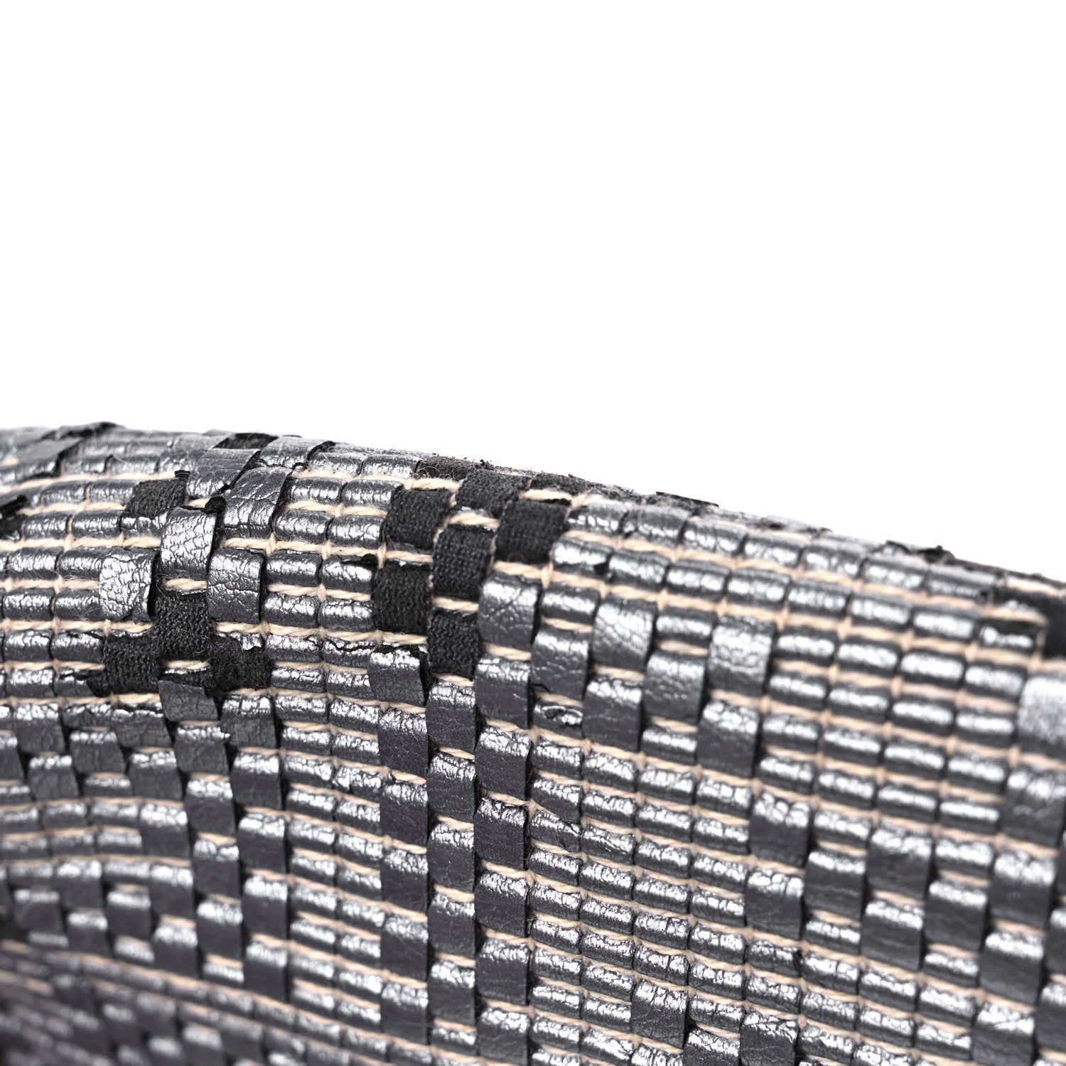 Fendi Metallic Lambskin Woven Baguette Grey 10 of 14