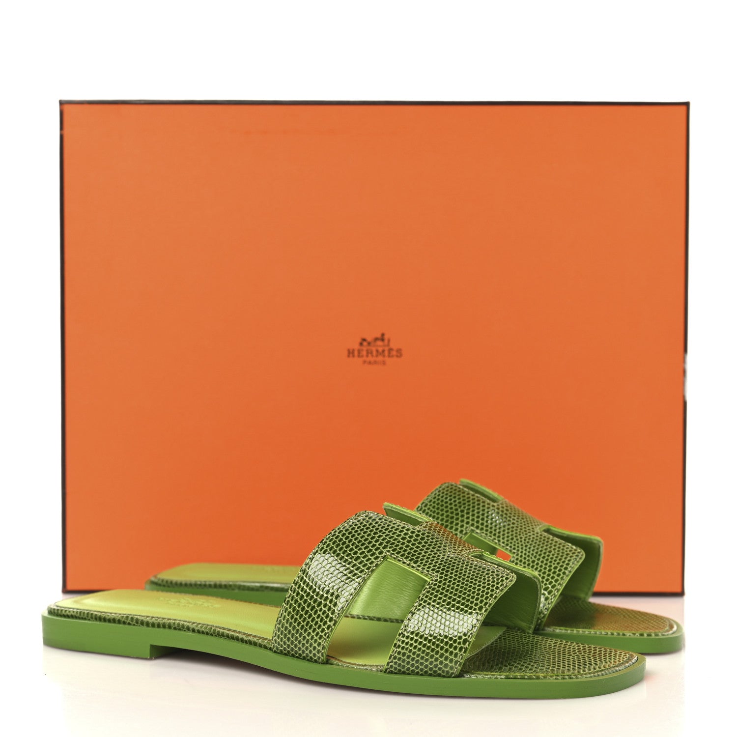 Hermes Lizard Oran Sandals 36.5 Vert Absinthe 1753500 – FASHIONPHILE