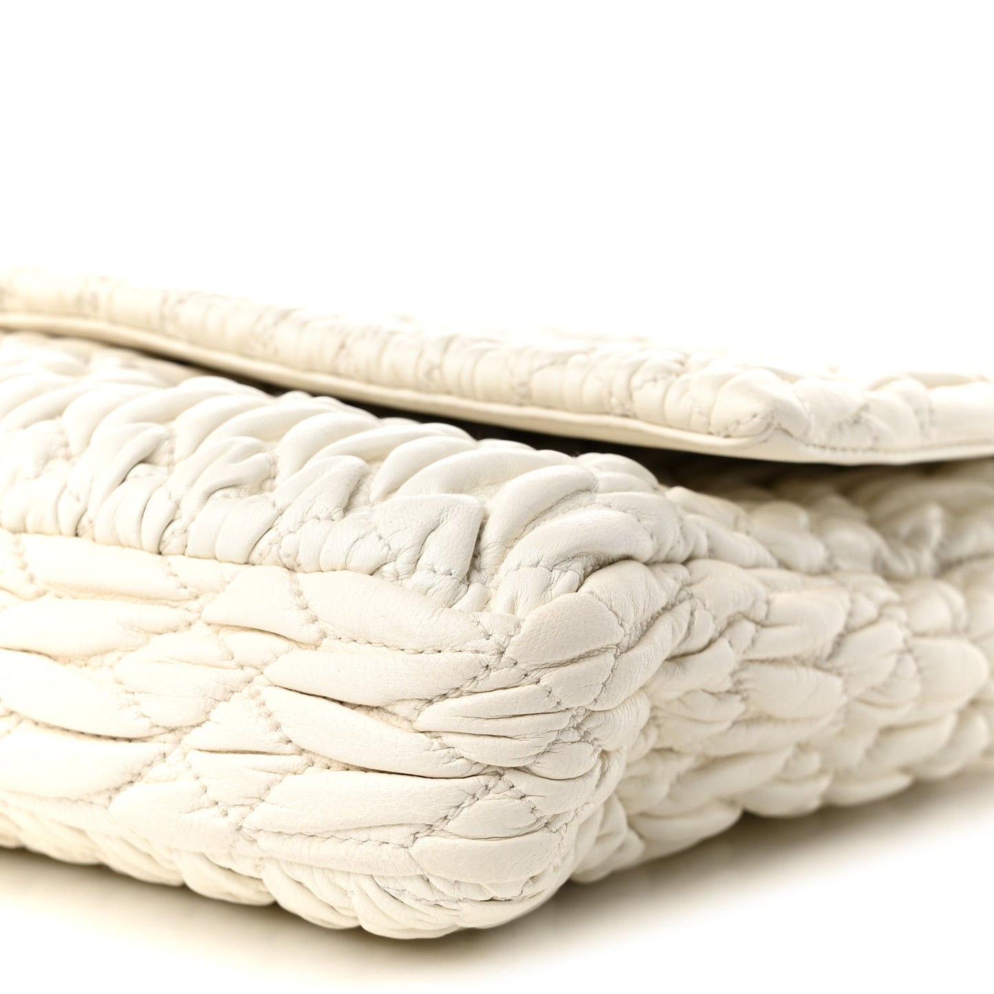 Nappa Matelasse Crystal Flap Clutch White