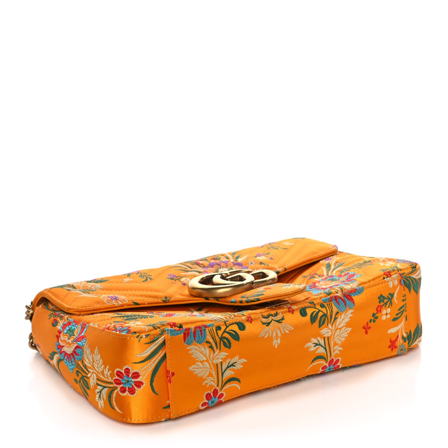 Gucci Jacquard Matelasse Floral Medium GG Marmont Shoulder Bag Yellow 3 of 18