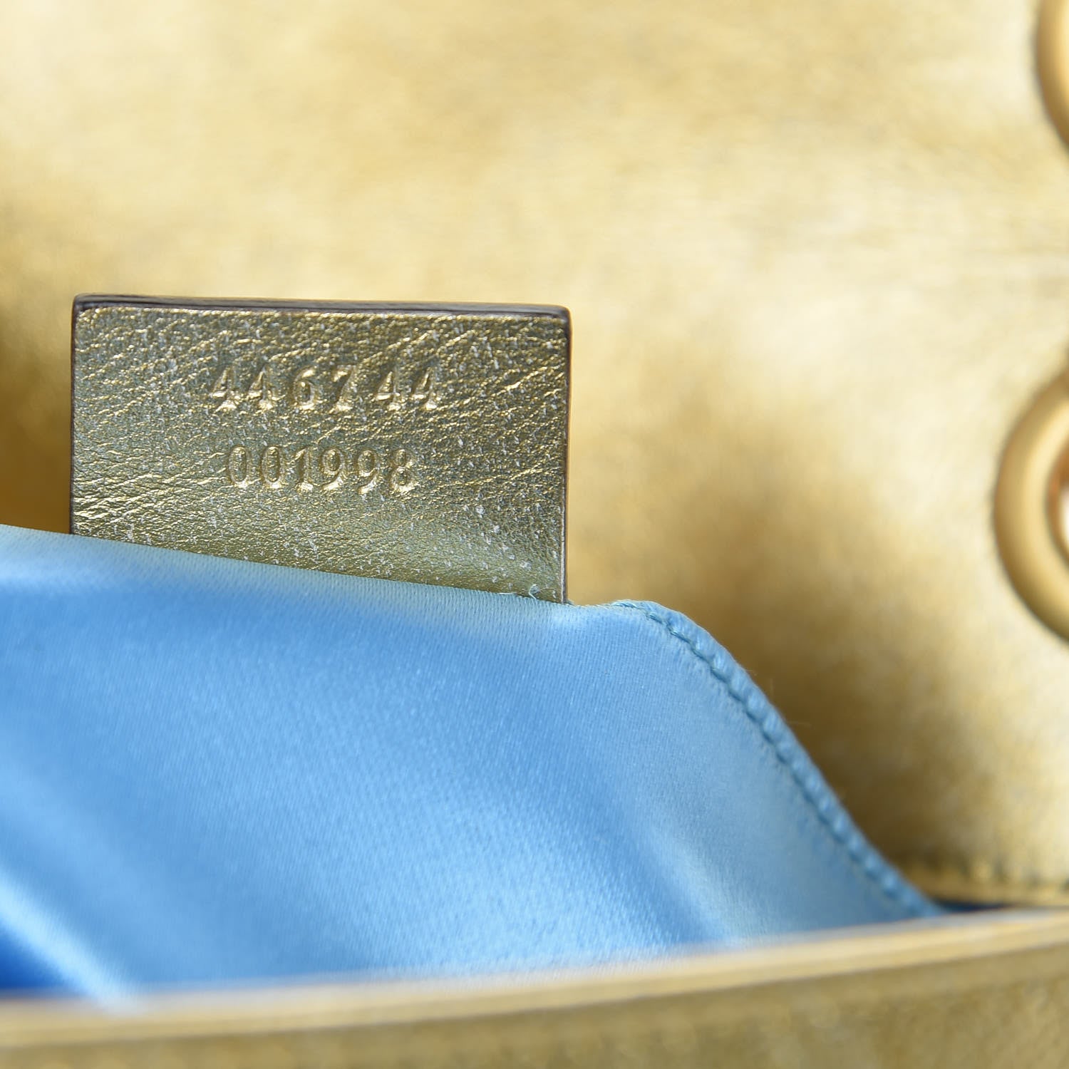 Gucci Metallic Calfskin Matelasse Mini GG Marmont Shoulder Bag Gold Pink 9 of 12