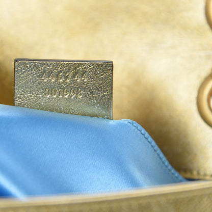 Gucci Metallic Calfskin Matelasse Mini GG Marmont Shoulder Bag Gold Pink 9 of 12