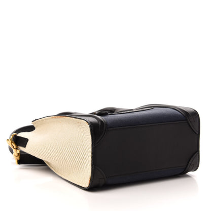 Celine Canvas Smooth Calfskin Nano Tri-Color Luggage Navy Blue 4 of 9