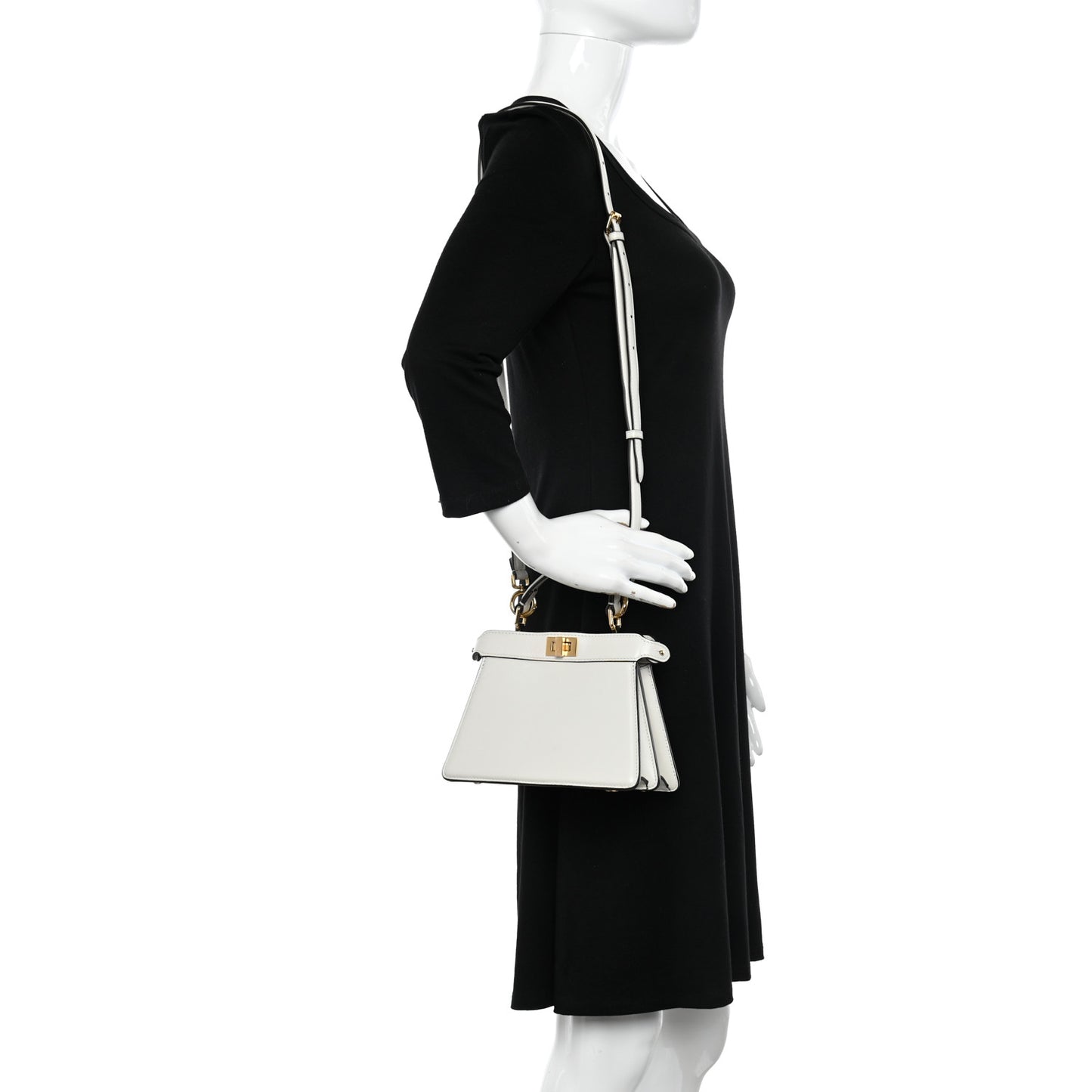 Shiny Nappa Petite Peekaboo I SEE U Satchel White