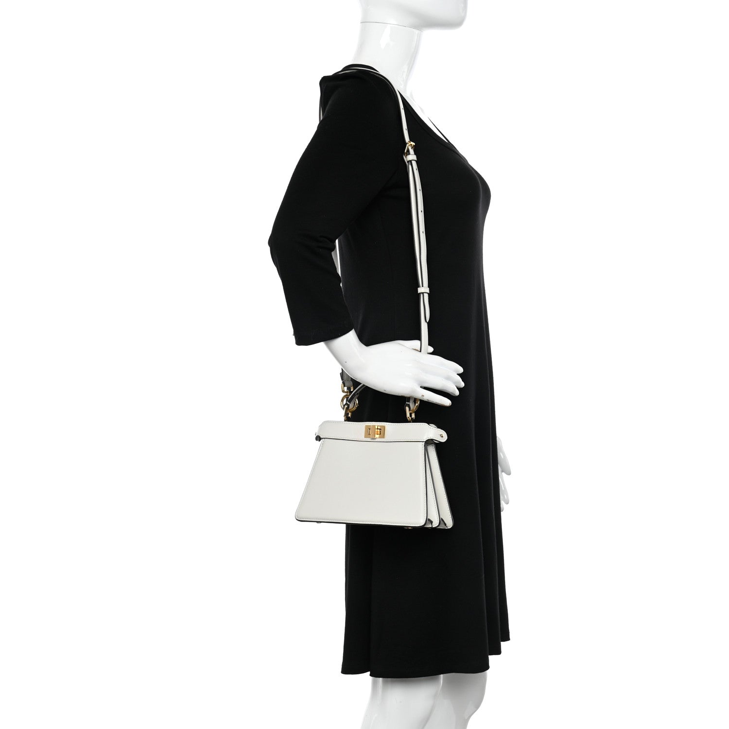 Fendi Shiny Nappa Petite Peekaboo I SEE U Satchel White 2 of 11