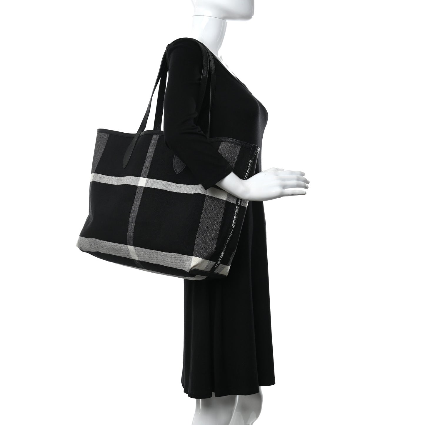 Coated Canvas Mega Check Sketchbook Medium Reversible Doodle Tote Black