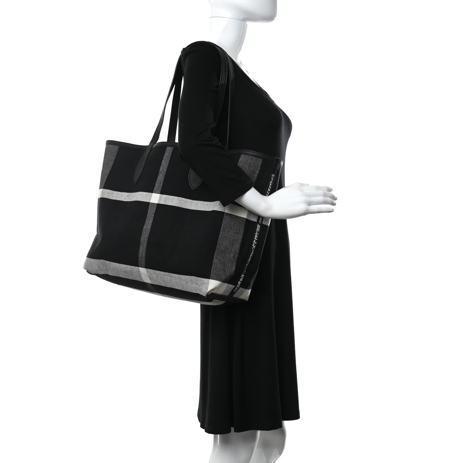 Burberry Coated Canvas Mega Check Sketchbook Medium Reversible Doodle Tote Black 2 of 18