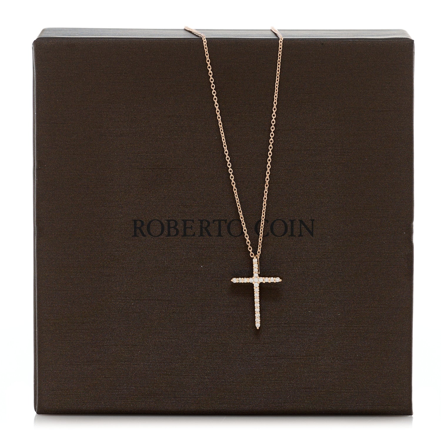 Roberto Coin 18K Rose Gold Diamond Cross Pendant Necklace 4 of 4