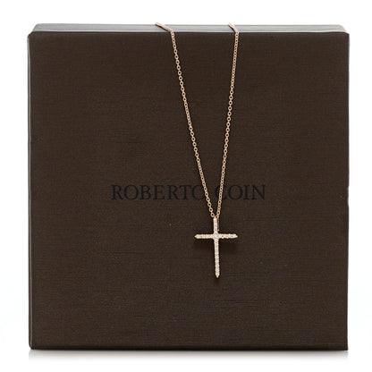 Roberto Coin 18K Rose Gold Diamond Cross Pendant Necklace 4 of 4