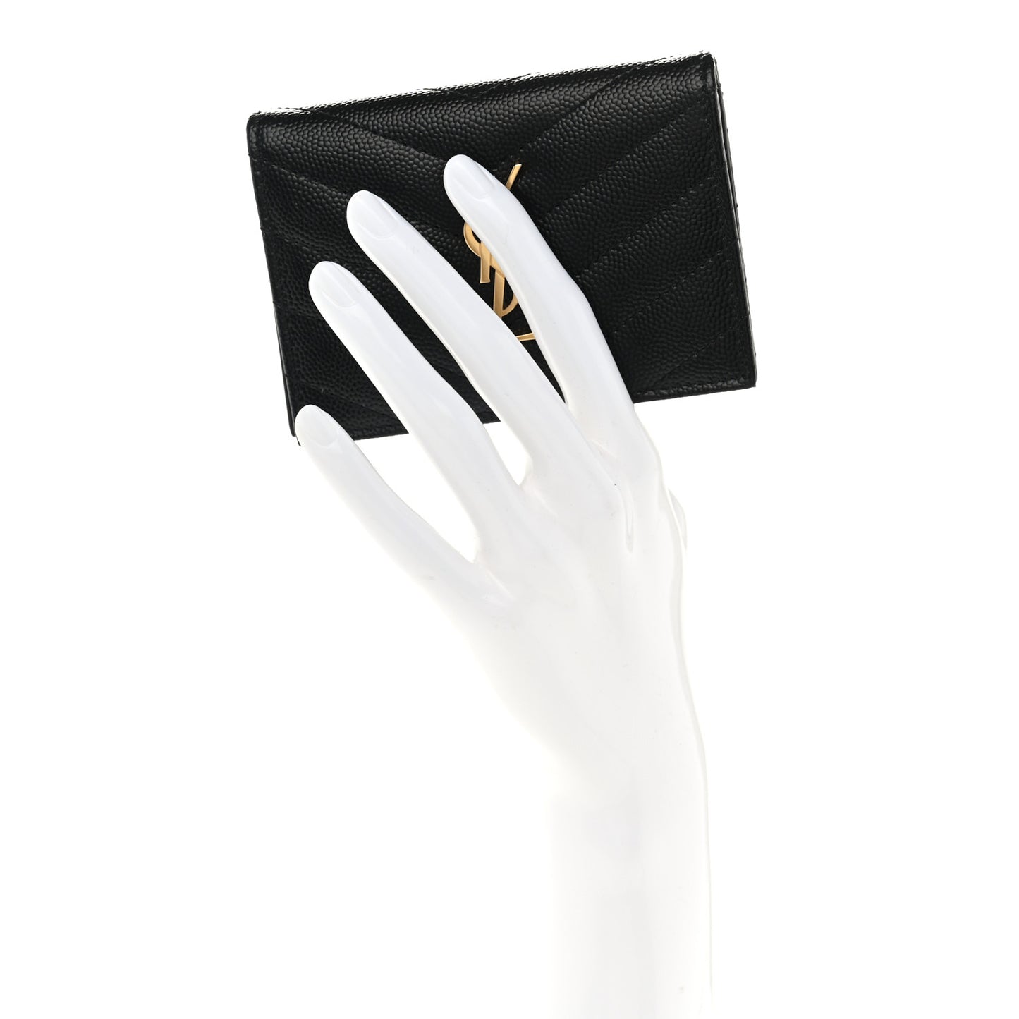 Grain De Poudre Matelasse Chevron Monogram Flap Card Case Black