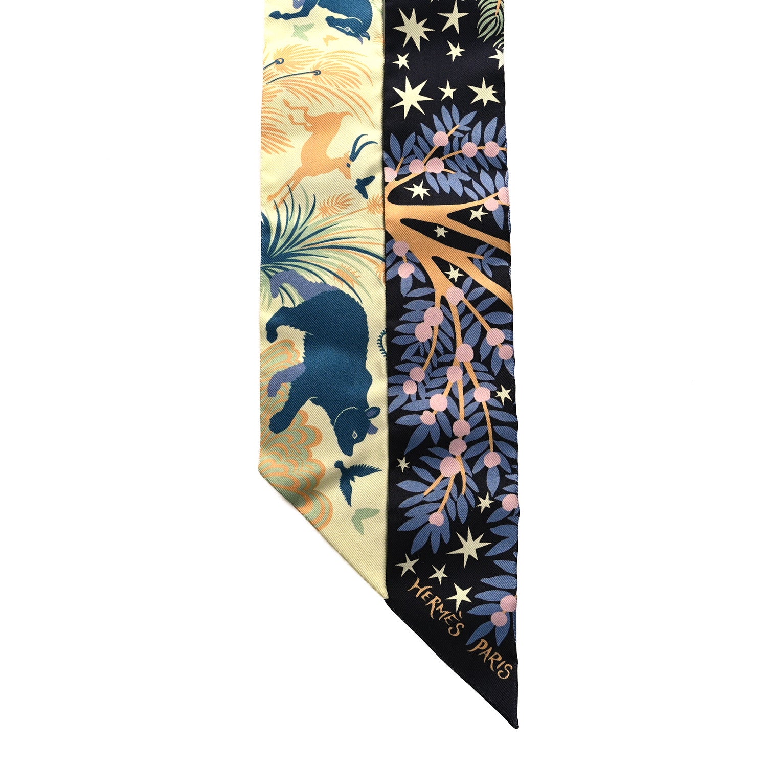 Hermes Silk Sous Le Charme D Orphee Twilly Bleu Black Jaune Soufre 2 of 4