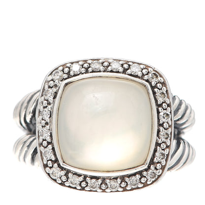 David Yurman Sterling Silver Diamond Mother of Pearl 11mm Albion Ring 54 6.75 1 of 7