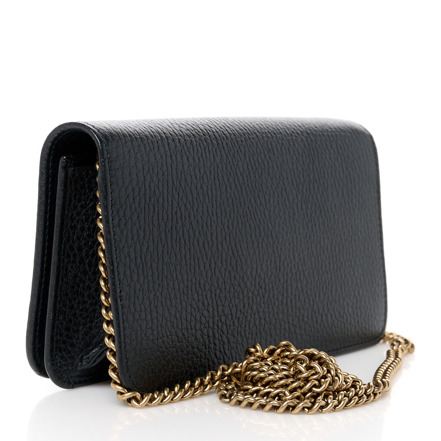 Dollar Calfskin Garden Mystic Cat Chain Wallet Black