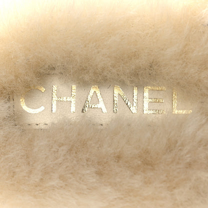 Chanel Suede Shearling CC Cap Toe Mules 39 Beige Black 9 of 10