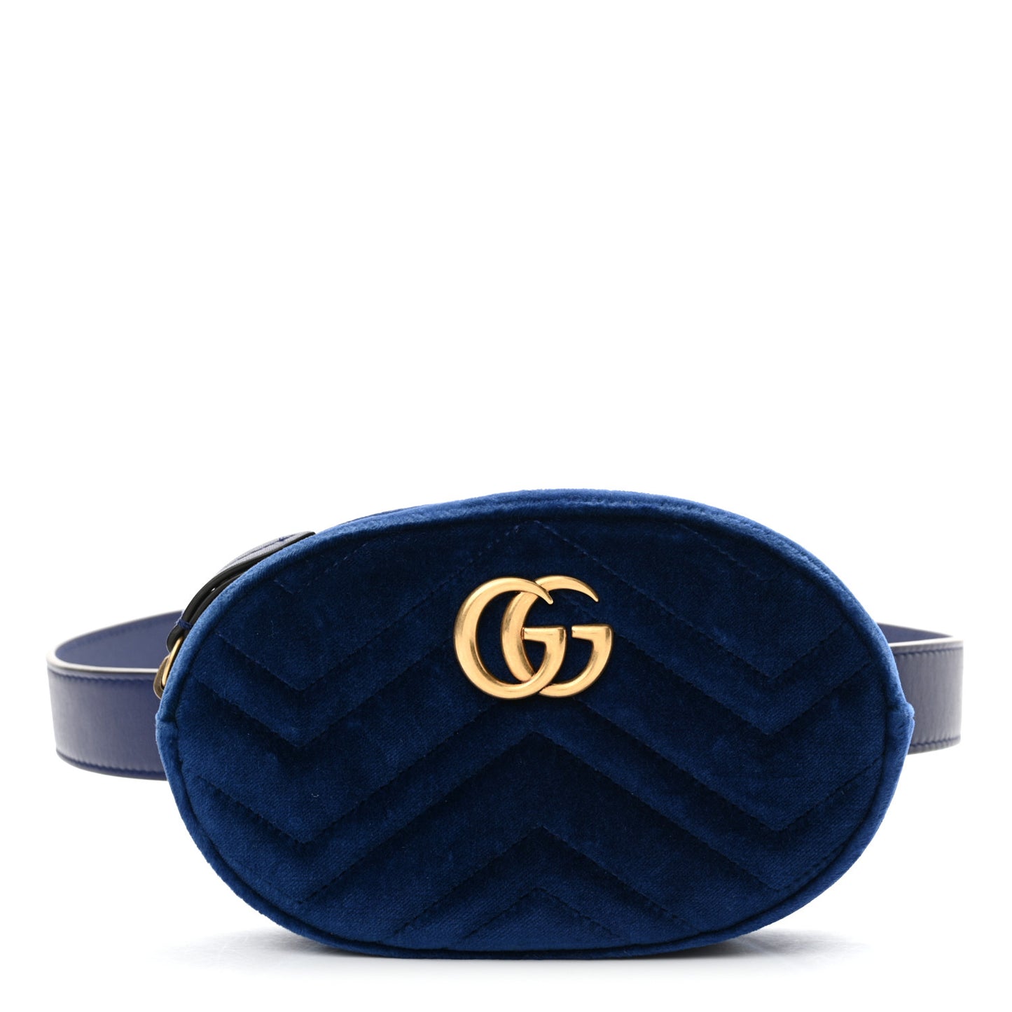 Velvet Matelasse GG Marmont Belt Bag Cobalt Blue