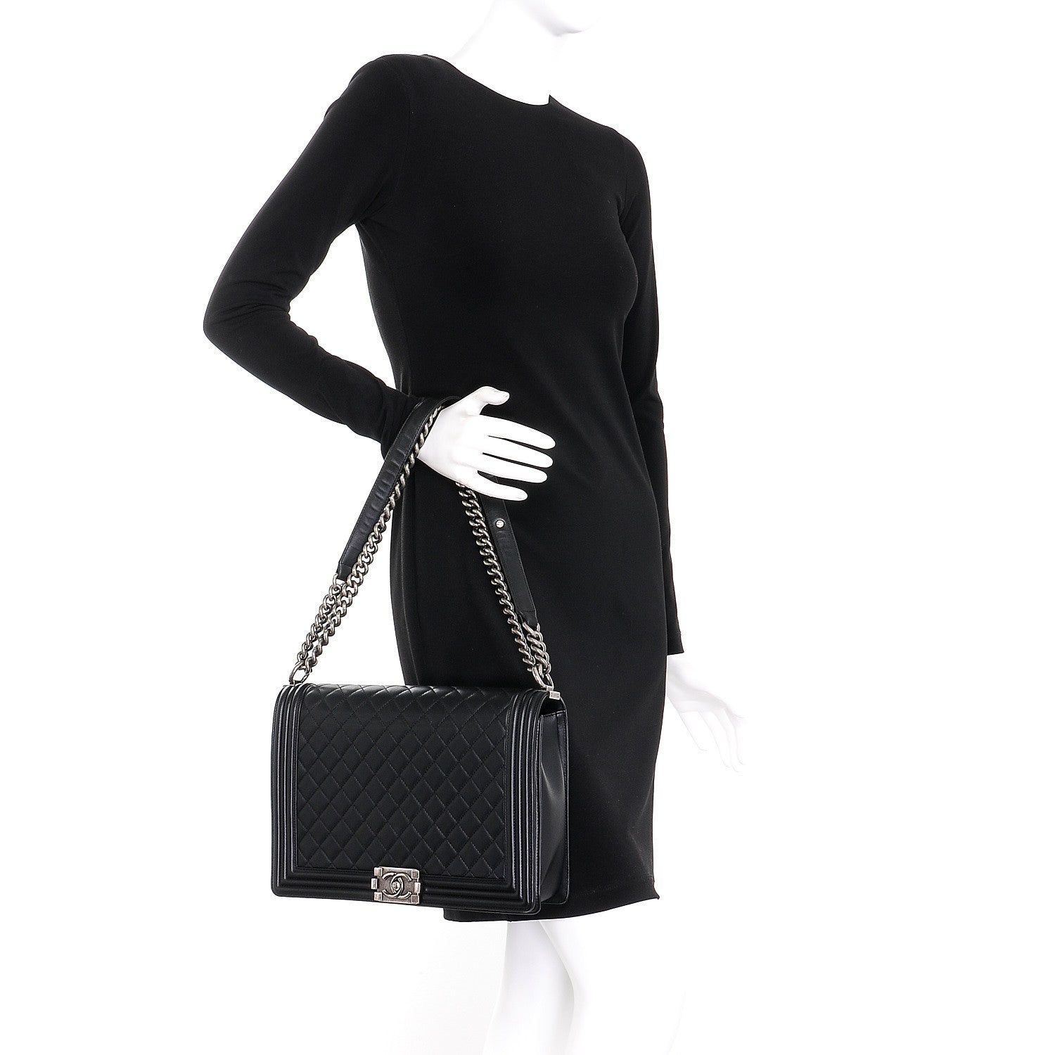 Chanel Lambskin Quilted Large Boy Flap Black 3 of 8