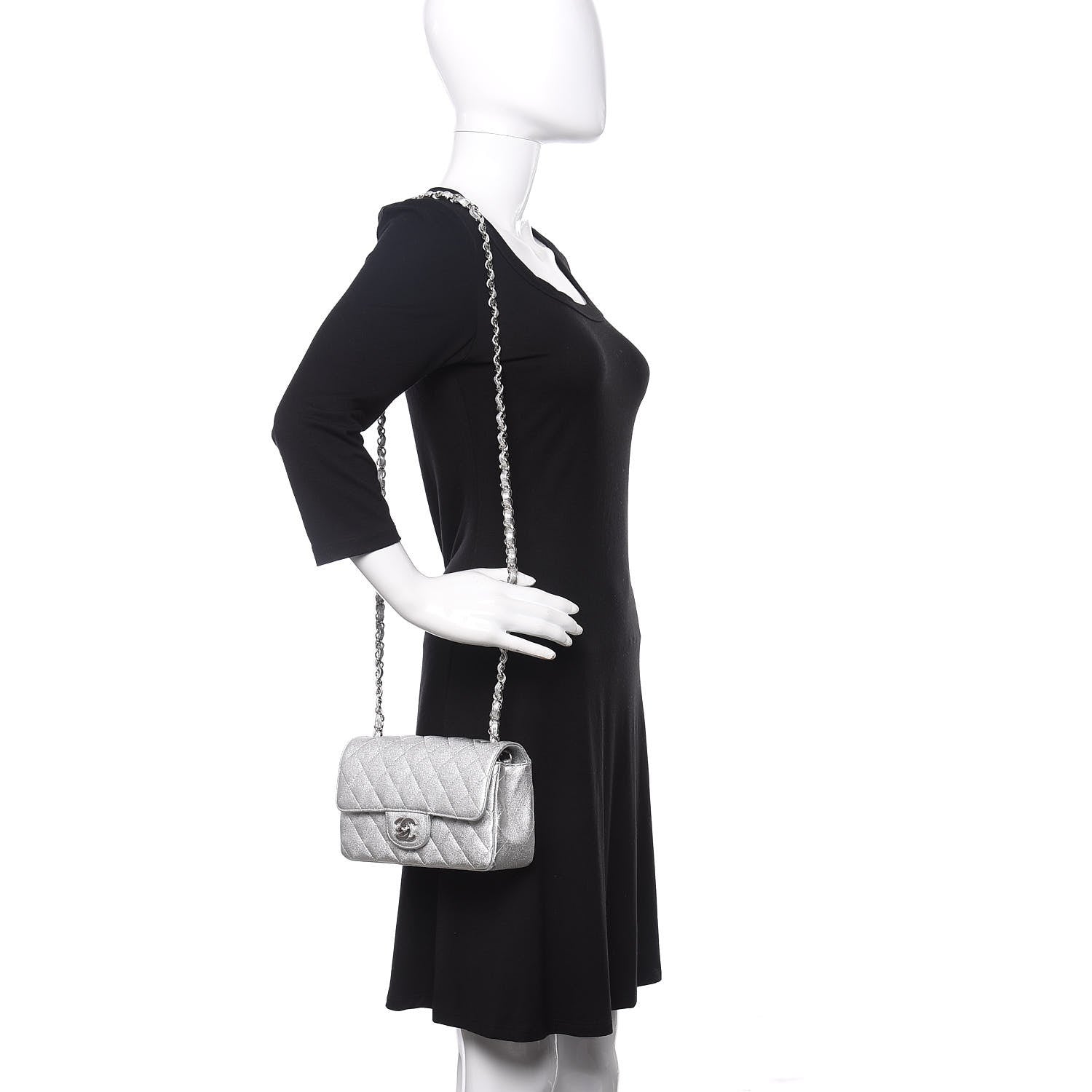 Chanel Metallic Lambskin Quilted Mini Rectangular Flap Silver 2 of 9