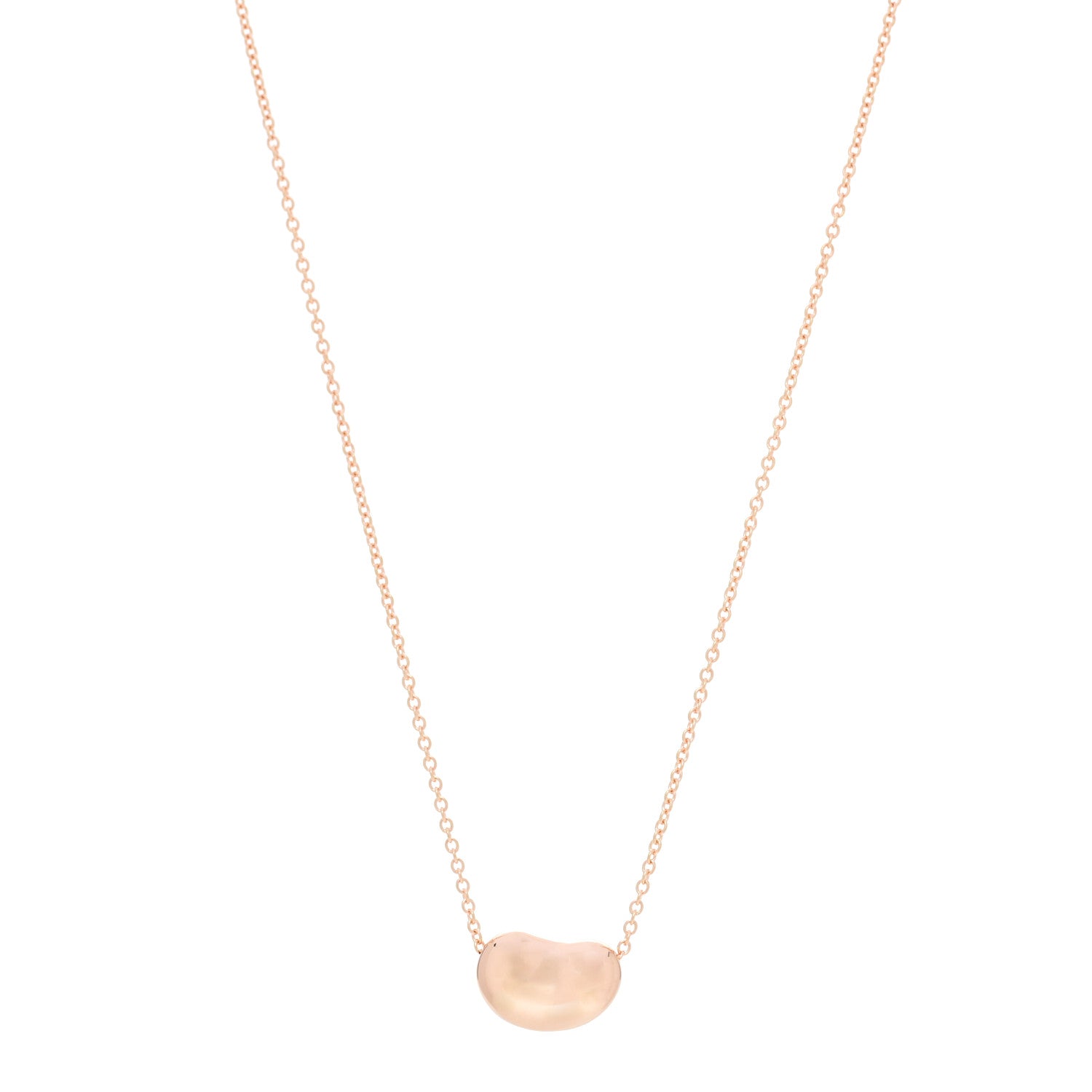 Tiffany 18K Rose Gold 12mm Elsa Peretti Bean Pendant Necklace 1 of 8