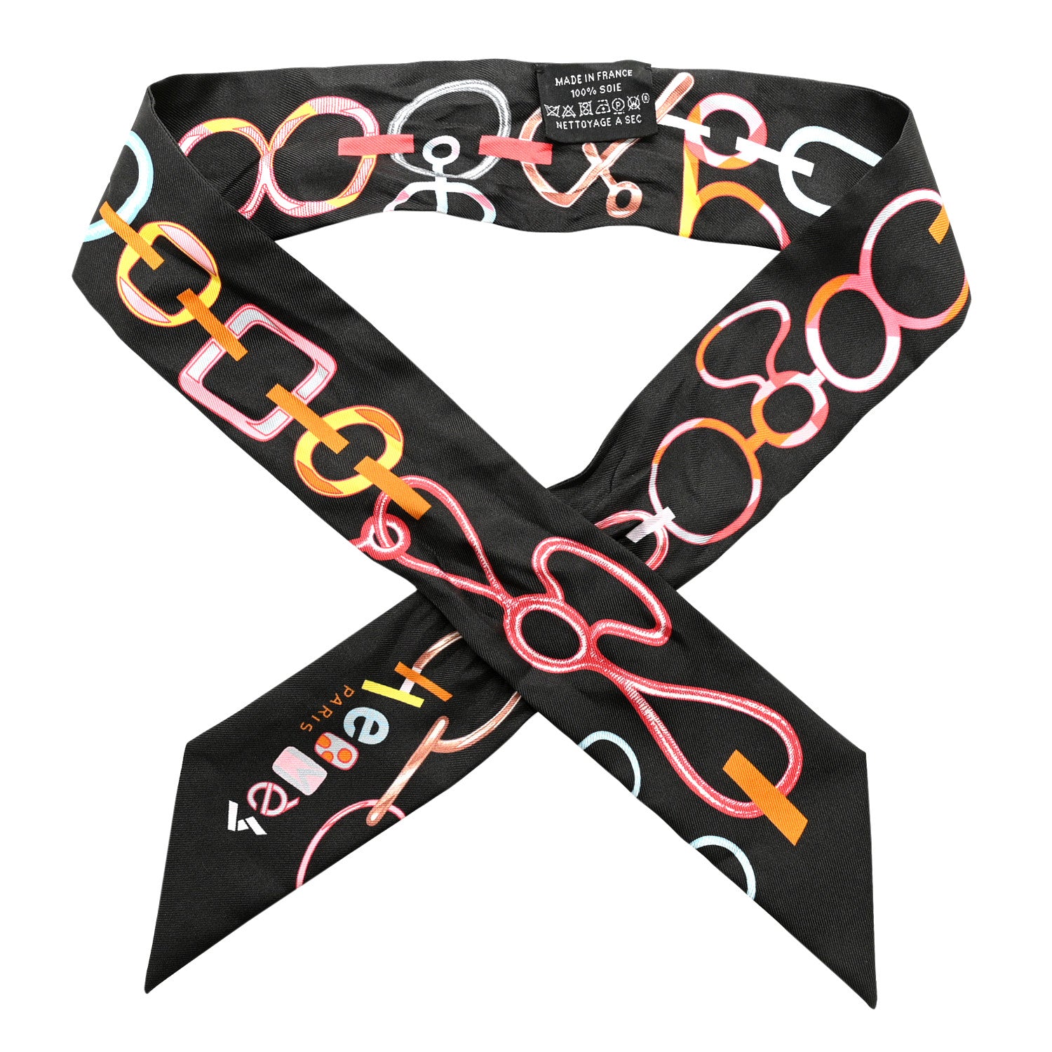 Hermes Silk Do Re Boucles Twilly Black Rose Multicolore 1 of 4
