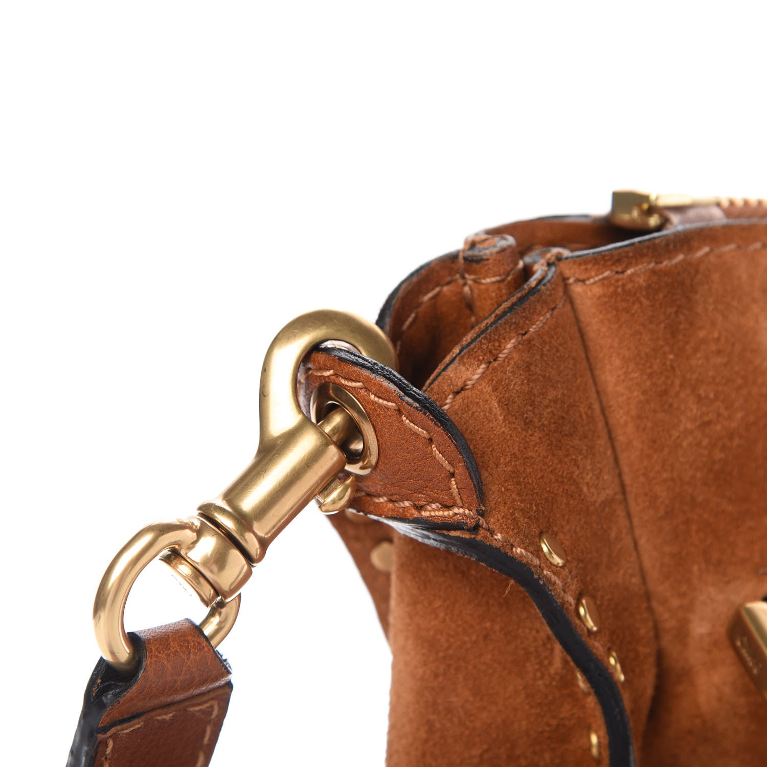 Chloe Suede Calfskin Braided Medium Marcie Satchel Caramel 11 of 13