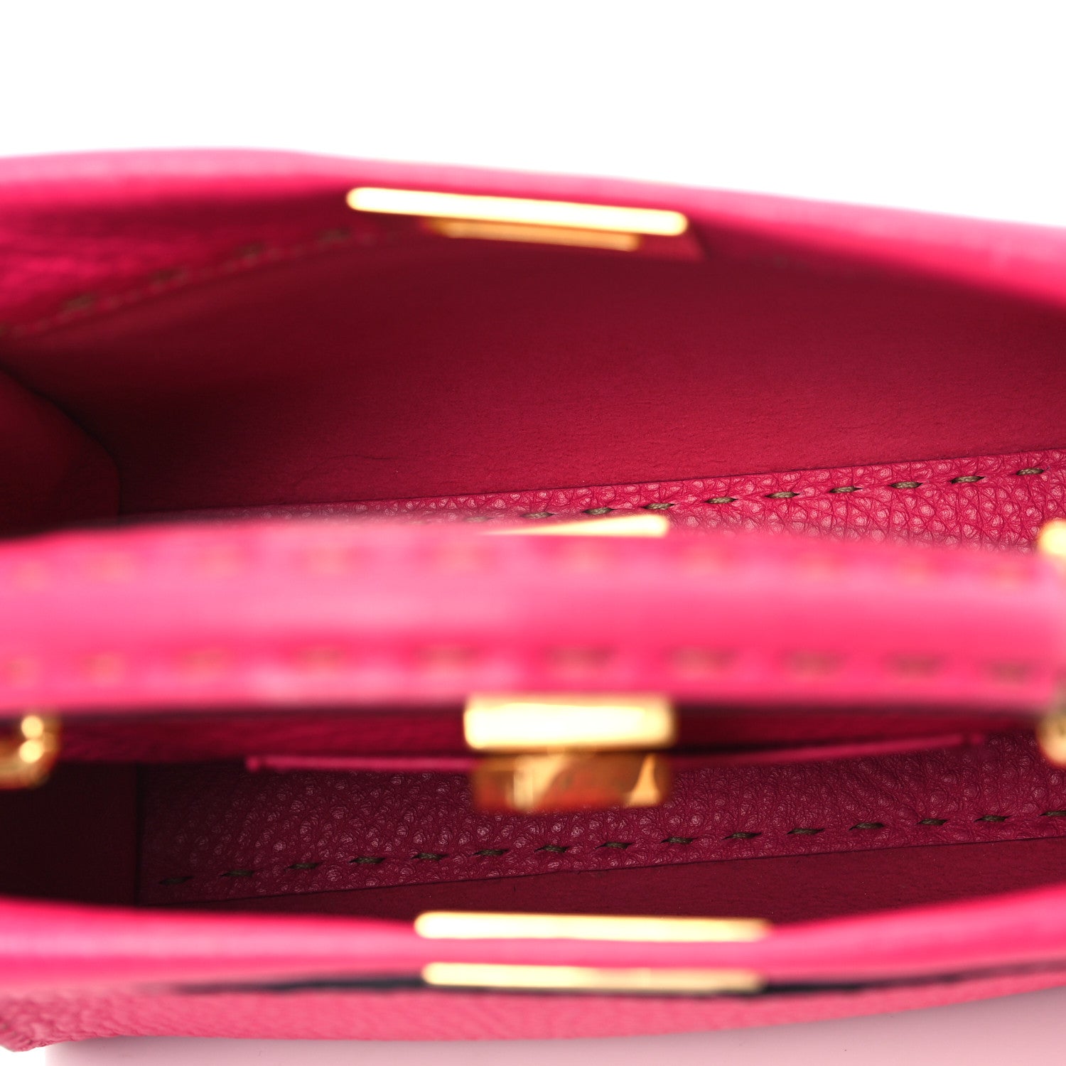 Fendi Cuoio Romano Selleria Mini Peekaboo Iconic Satchel Fuxia 5 of 9