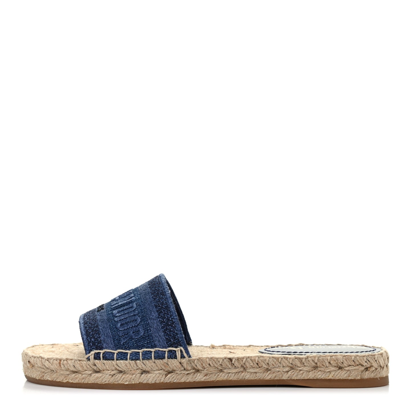 Denim Embroidered Granville Espadrille Flat Slide Sandals 37.5 Blue