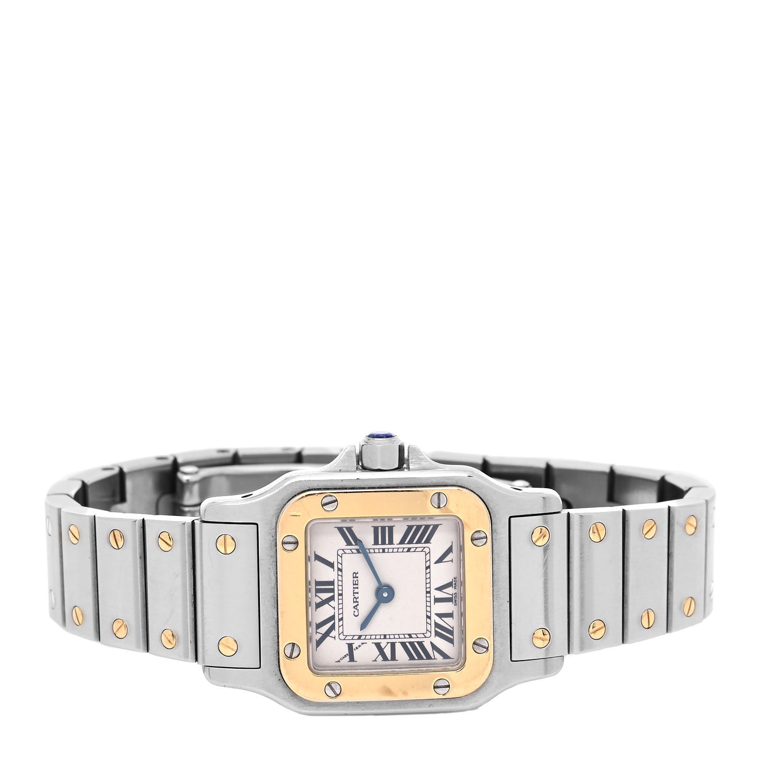Cartier Stainless Steel 18K Yellow Gold 24mm Santos De Cartier Galbee Quartz Watch 2 of 4
