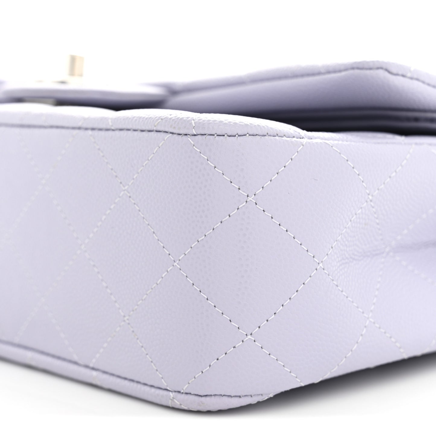Caviar Quilted Medium Double Flap Light Purple