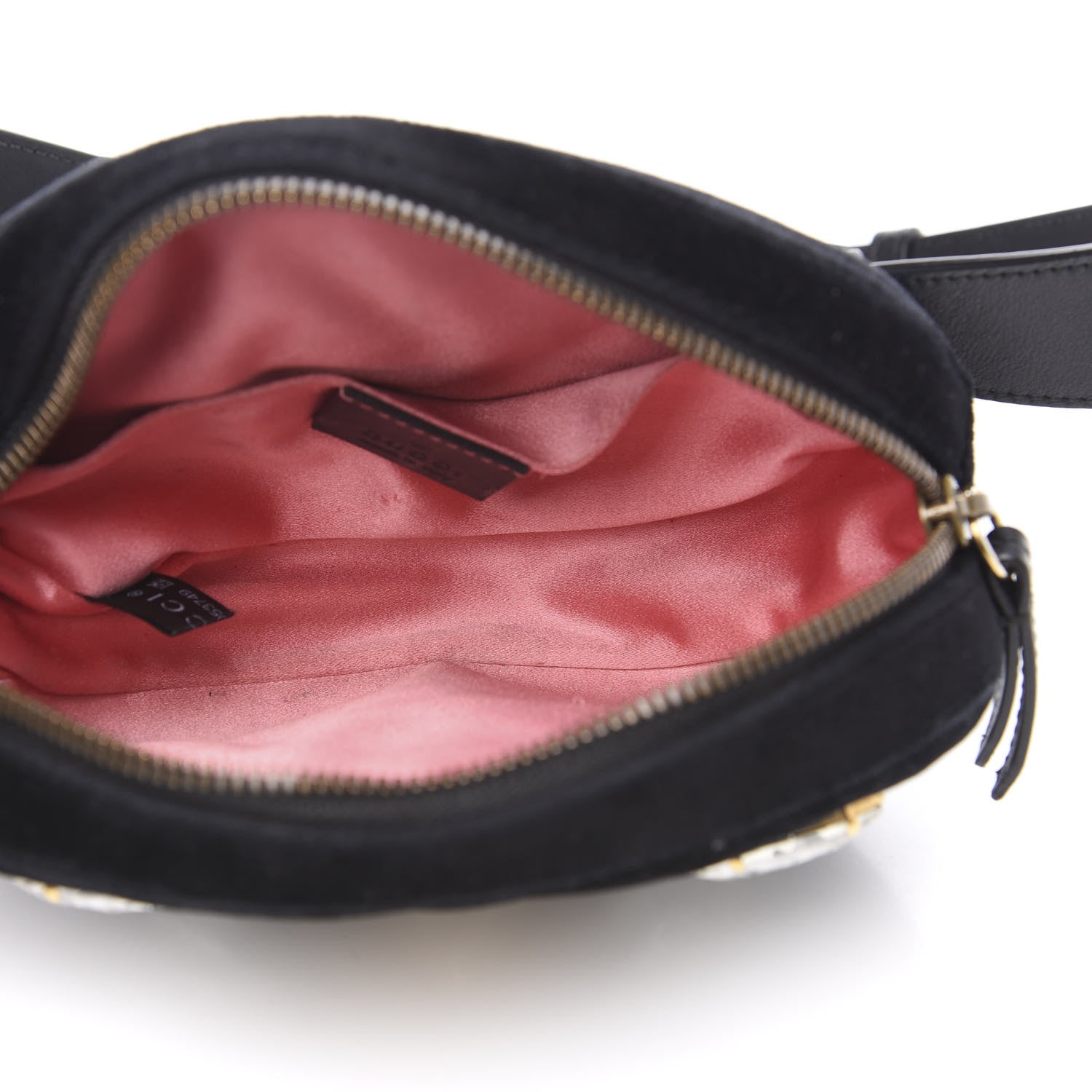 Gucci Velvet Matelasse Marquise Crystals GG Marmont Belt Bag 85 34 Black 4 of 11