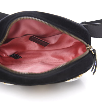 Gucci Velvet Matelasse Marquise Crystals GG Marmont Belt Bag 85 34 Black 4 of 11