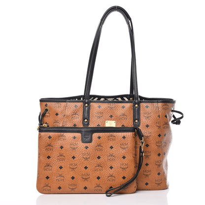 MCM Visetos Medium Anya Shopping Tote Cognac Black 4 of 37