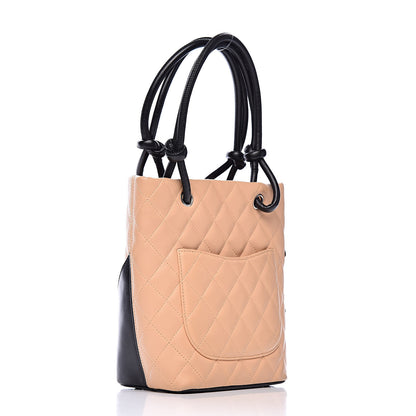 Chanel Calfskin Quilted Small Cambon Tote Beige Black 3 of 10